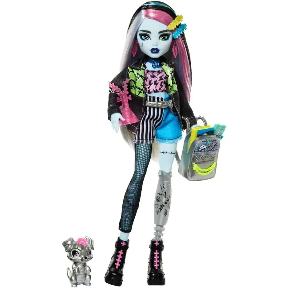Monster High Frankie Stein Doll Denim Jacket Shorts  Pet Dog Watzie NWT